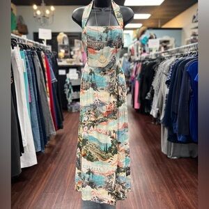 White closet elements Scenic Print Halter Maxi Dress Italy xl
